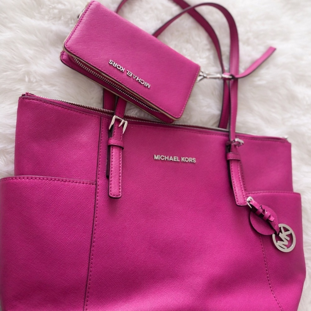 Michael Kors Hot Pink Tote with Matching Wallet